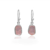 Rough Rose Quartz Dangle Earring 925 Sterling Silver Jewelry